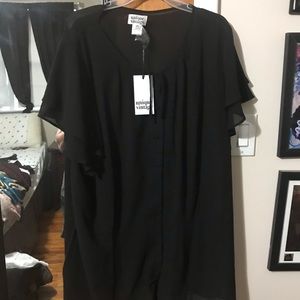 Unique Vintage Tops - 1940s Style Black Chiffon Cap Sleeve Blouse Unique Vintage Tops - 1940s Style Black Chiffon Cap Sleeve Blouse